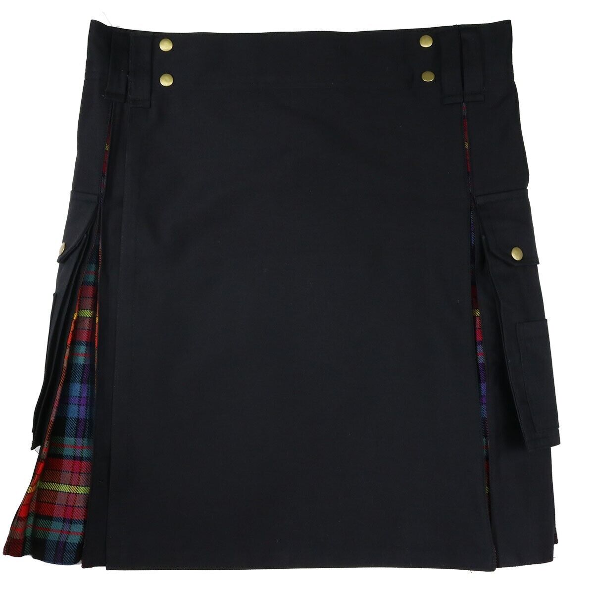 LGBT+ Pride Hybrid Black Canvas and Tartan Utility Kilt