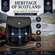 Heritage Of Scotland Tartan Kilt Set for Men, Scottish Highland Outfit with Sporran Belt Buckle & Kilt Pin