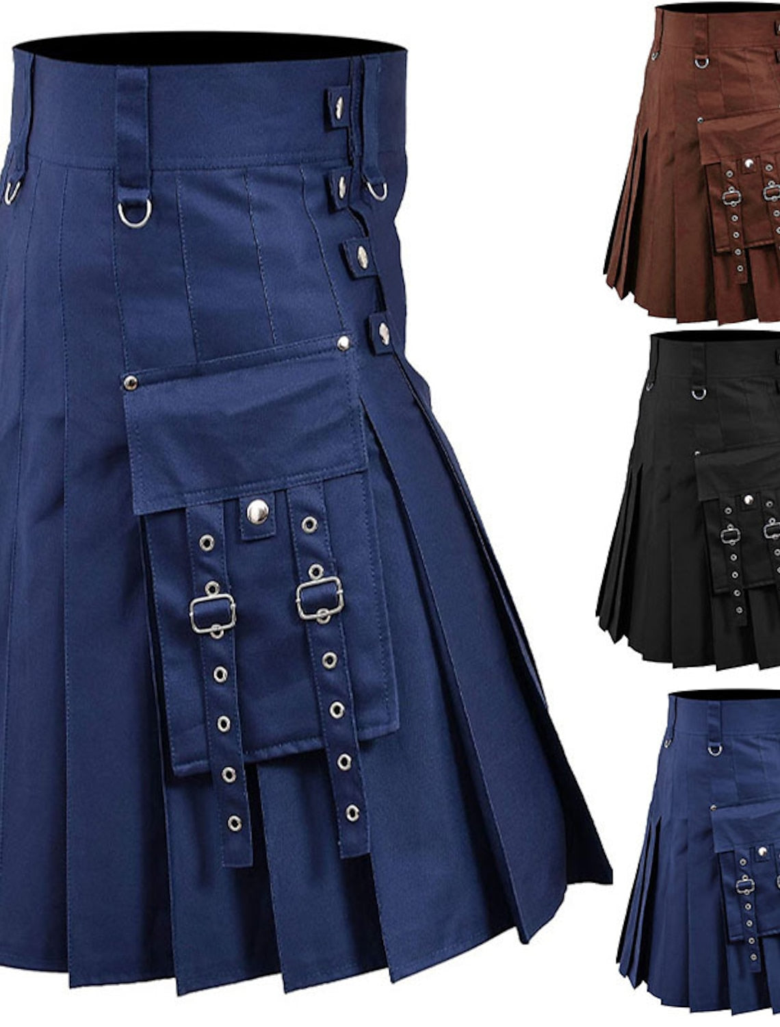 Scottish Utility Kilts for Men Linen Pleated Kilt Retro Gothic Kilt