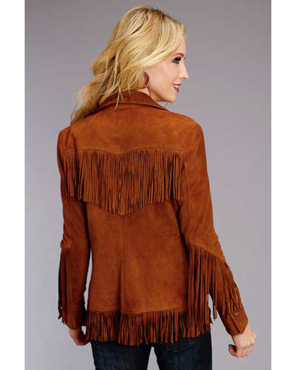 Faux suede shop fringe jacket