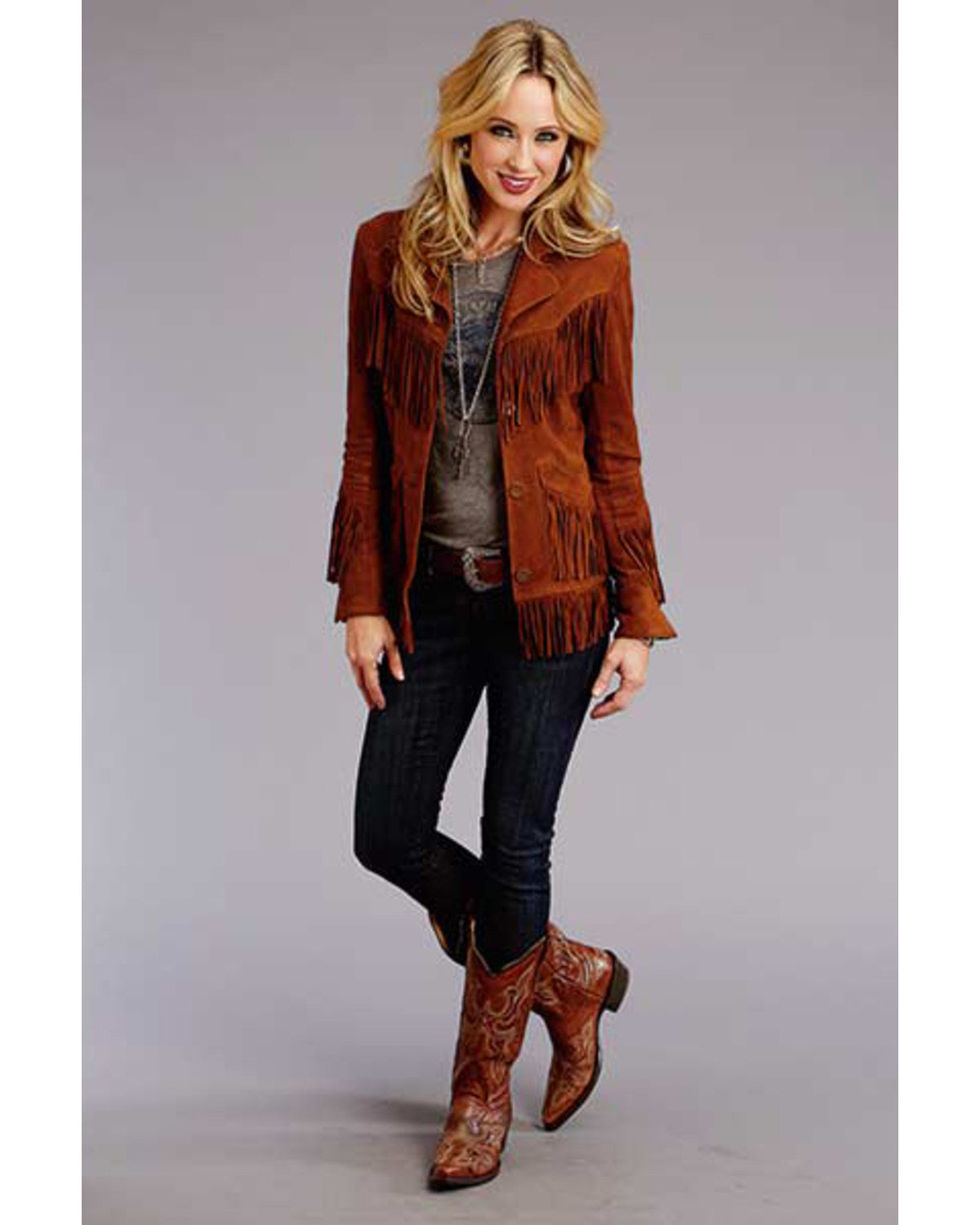 Women's Brown Suede Fringe Jacket