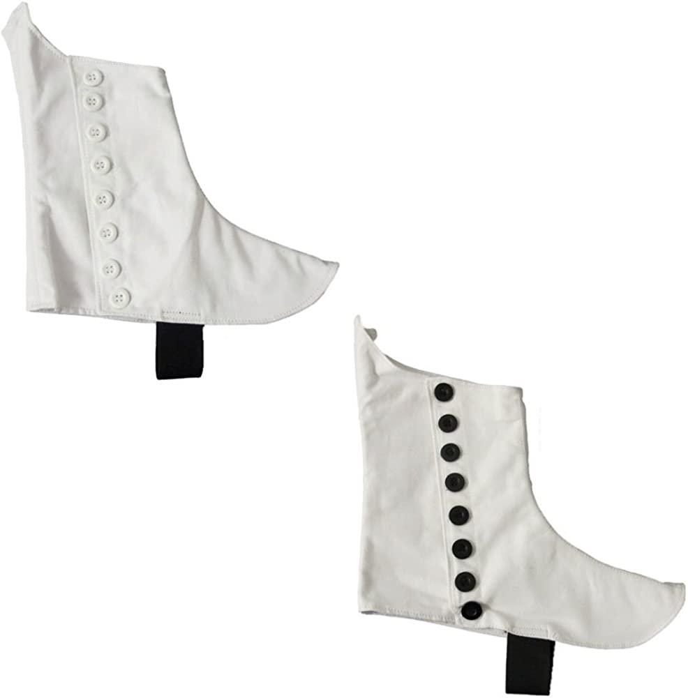 Traditional Highland Pipers Drummer Kilt Spats for Pipe Bands Shoes White / Black Button