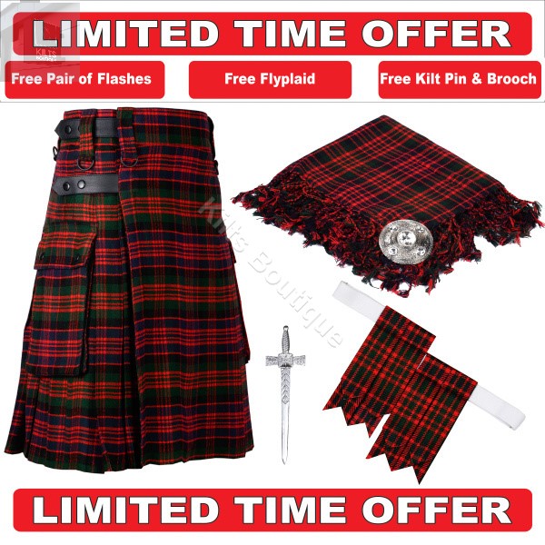 Men's Tartan Utility Kilt With Accessorie Kilt Outfit