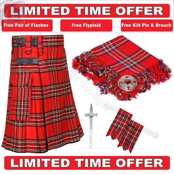 Men's Tartan Utility Kilt With Accessorie Kilt Outfit
