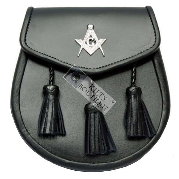 Scottish Men Great Masonic Dress Leather Sporran with chain belt