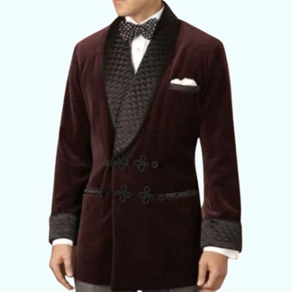 Men's Smoking Velvet Jacket Quilted Coat Designer