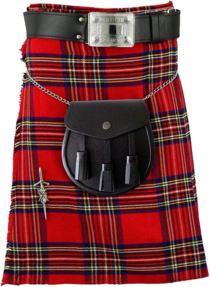 Royal Stewart Traditional Kilt Set with Kilts Sporran Belt Buckle Pin