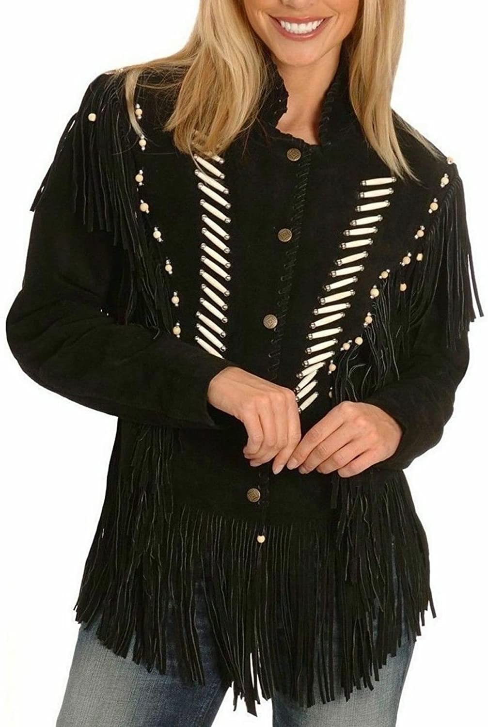 Western Women's Real Suede Fringe Leather Jacket