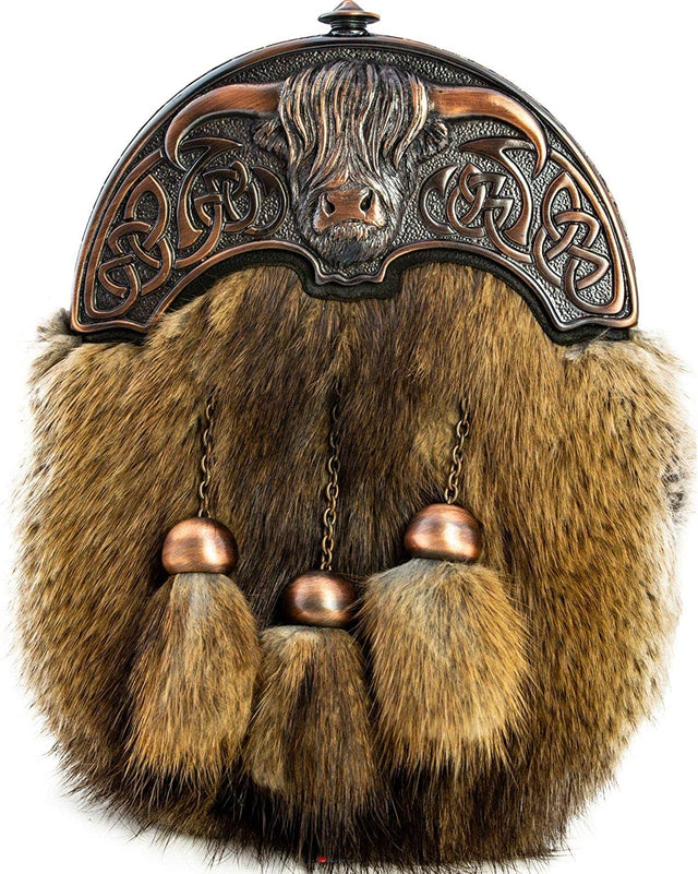 Full Dress Kilt Sporran Highland Cow Cantle Faux Fur Sporran