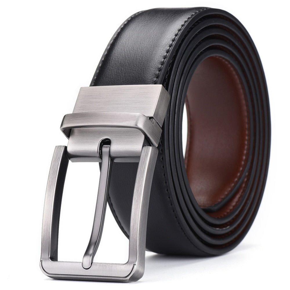 Genuine Leather Belt Double sided belt Men Belt Laser engraving Luxury Strap