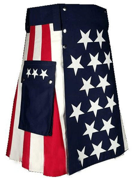 Men American Utility Flag Kilt  USA Flag Hybrid Utility Kilt