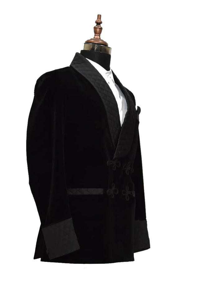 Mens Black Smoking Jacket Designer Elegant velvet Coat