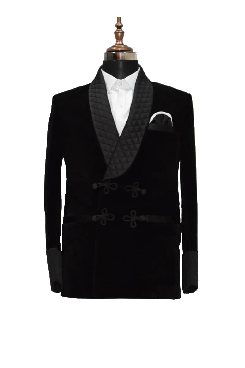 Mens Black Smoking Jacket Designer Elegant velvet Coat