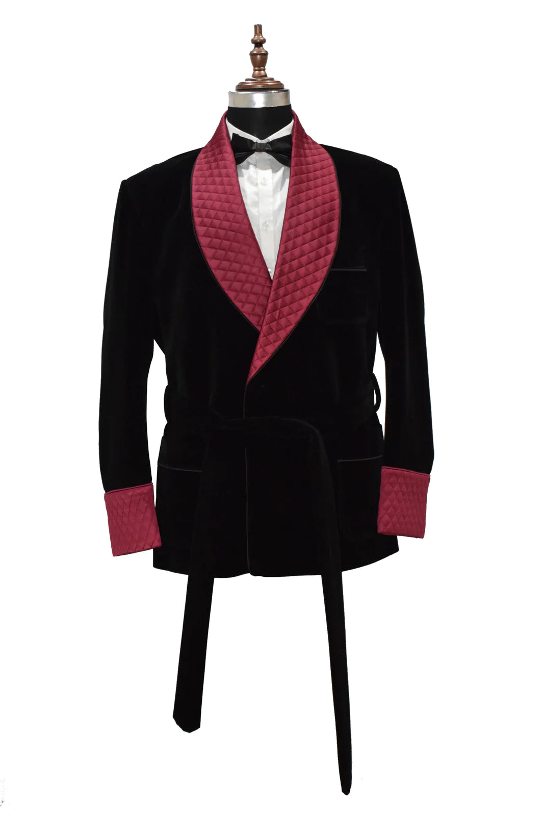 Men's Black Smoking Jackets Designer Luxury Quilted Coat
