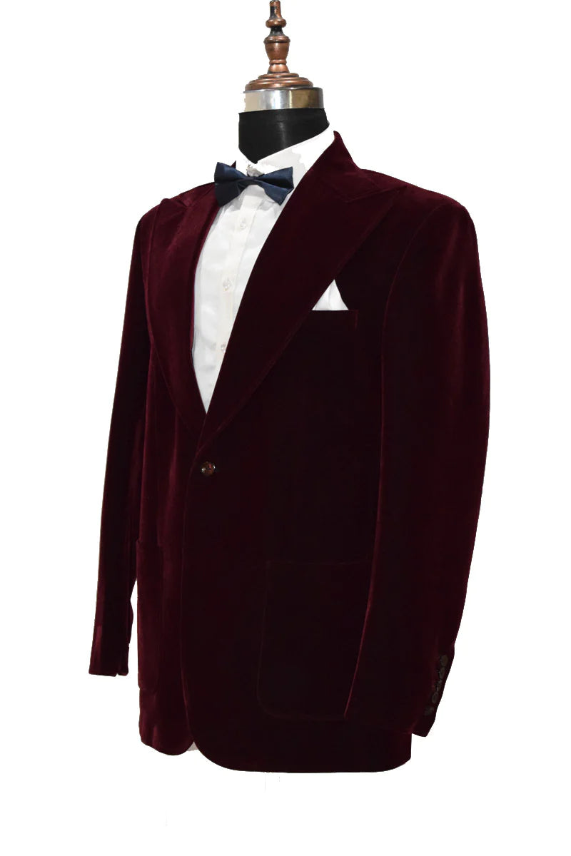 Men's Burgundy Smoking Elegant Luxury Velvet Jacket