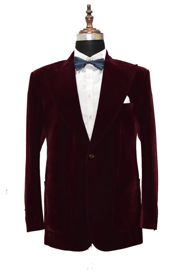 Men's Burgundy Smoking Elegant Luxury Velvet Jacket