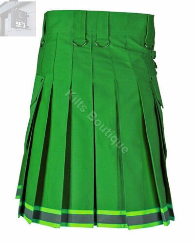 Green Firefighter Kilts Men Cotton Utility Kilt Fireman reflector Utility Kilt