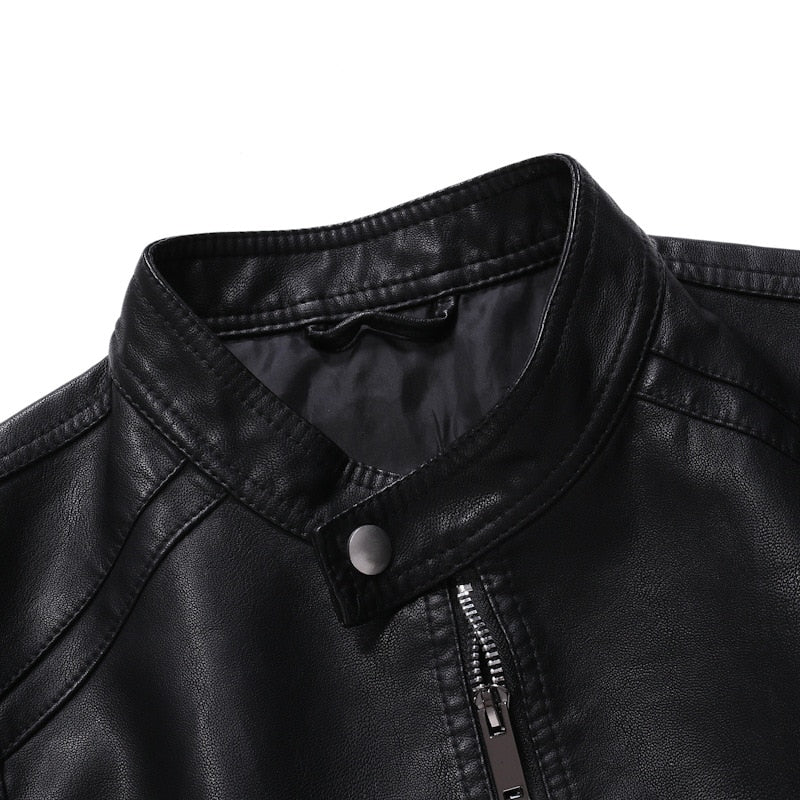 Faux Leather Jacket Motorcycle Jackets Black Jaqueta de Couro Masculin