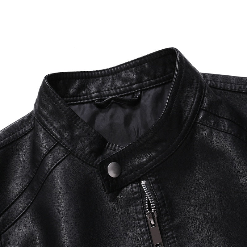 Faux Leather Jacket Motorcycle  Jackets Black  Jaqueta de Couro Masculina Outwear Male PU Leather