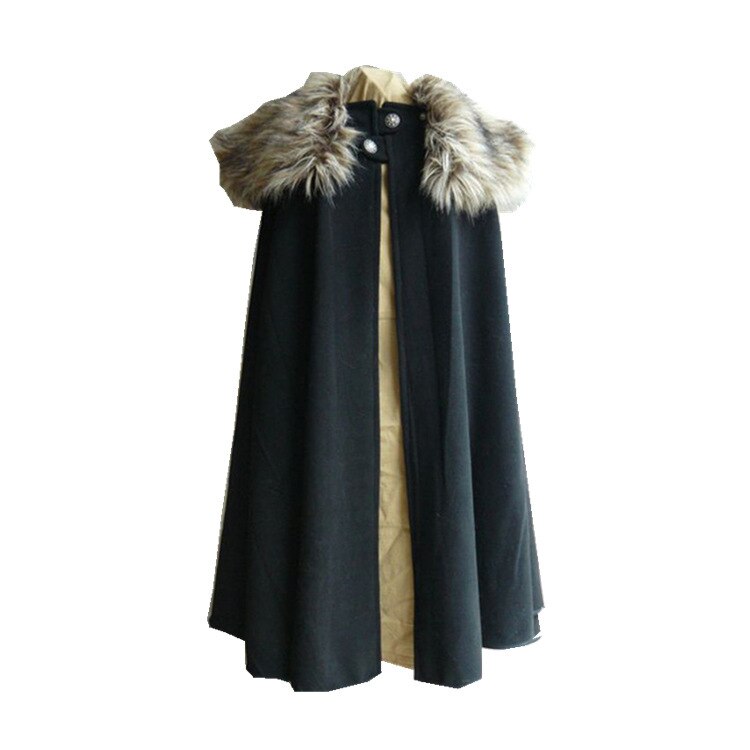 Cloak Larp Viking Winter Fur Collar Pirate Cosplay Cape Halloween Gothic Steampunk Costume
