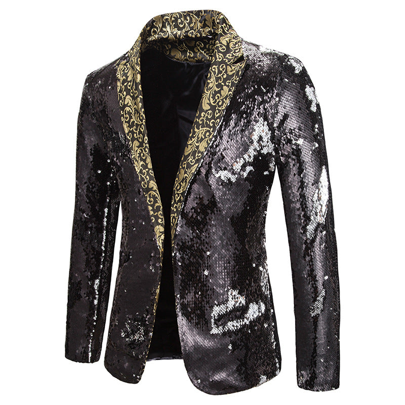Shiny Red Sequin Shawl Collar Tuxedo Suit Blazer Men Wedding Groom Singer Prom Glitter Suit Jacket DJ