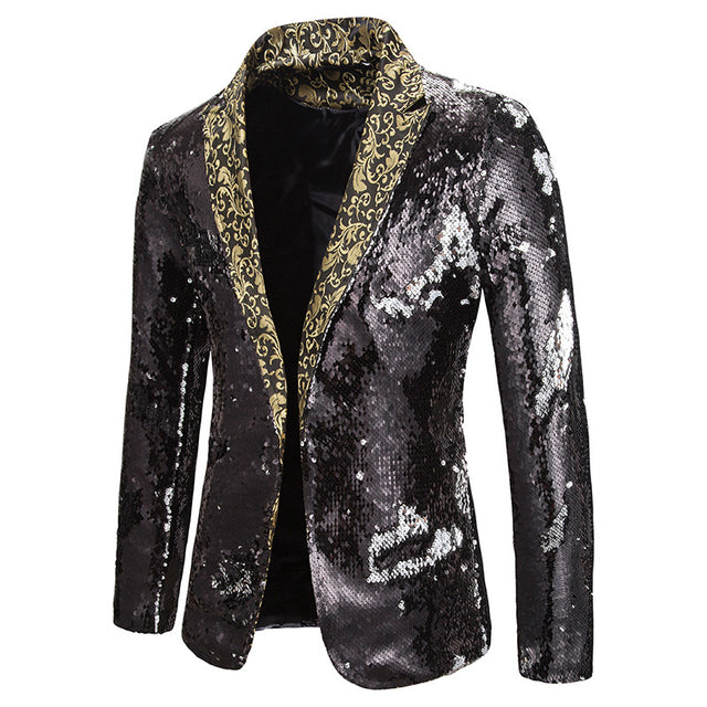 Shiny Red Sequin Shawl Collar Tuxedo Suit Blazer Men Wedding Groom Singer Prom Glitter Suit Jacket DJ
