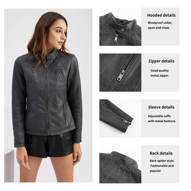 Leather Jackets for Women Spring Female Coat Moto Biker Zipper Jacket Chaqueta Cuero Mujer