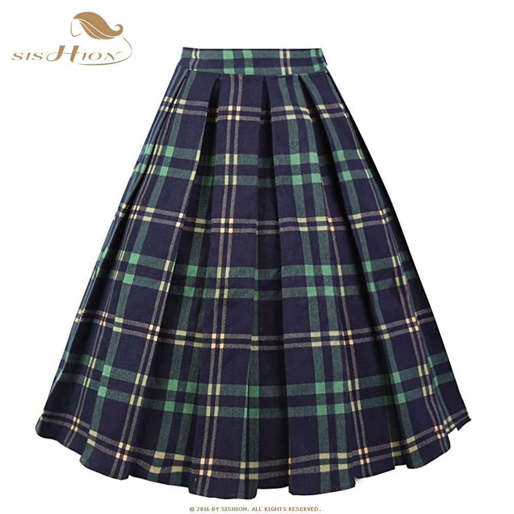 Summer Plaid Skirt with Pockets High Waist Cotton Vintage Retro harajuku Skirts Womens 2022 falda