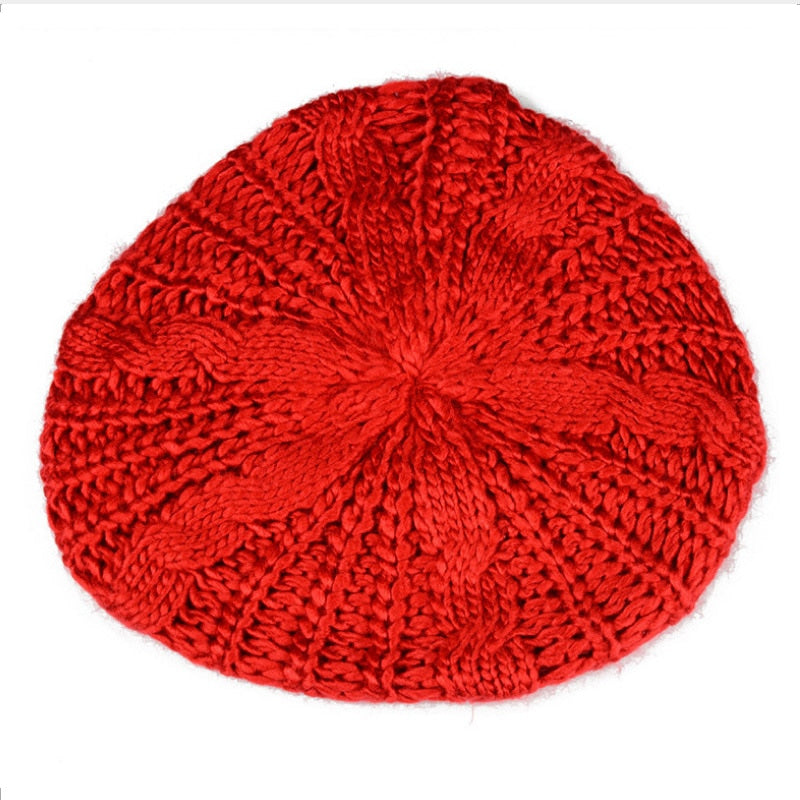 Women Lady Beret Braided Baggy Knit Crochet Beanie Hat Ski Cap Winter Warm Cap