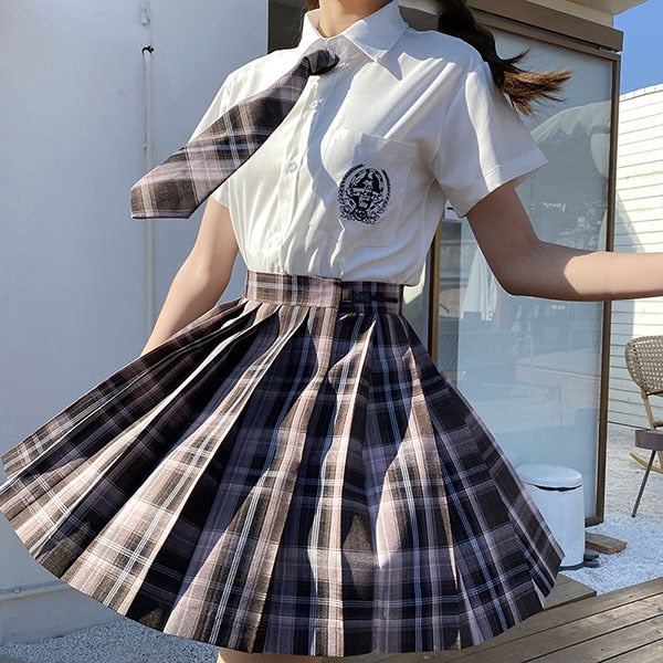Women Pleated Skirts Mini Plaid Skirt Summer