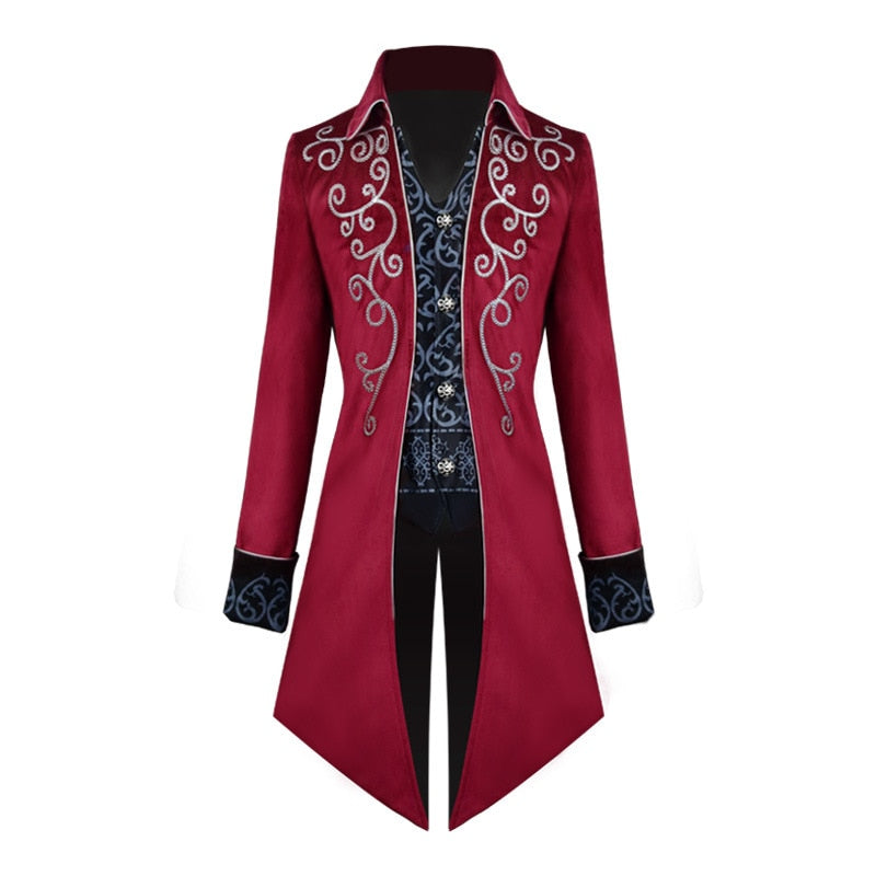 Steampunk Medieval Cosplay Costumes Men Vintage Velvet Turn Down Collar TailCoat Jacket Victorian Larp Viking Cosplay Jacket