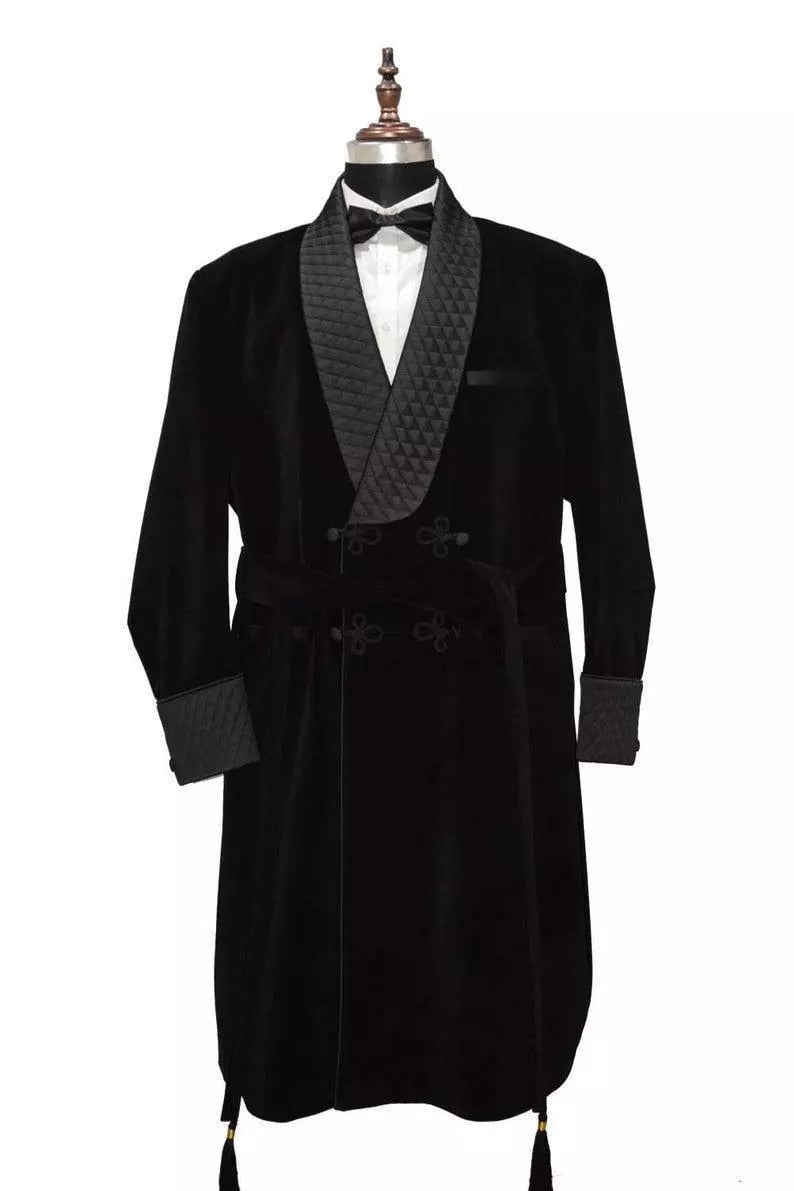Burgundy Velvet Long Smoking Jackets Black Shawl Lapel Formal Tuxedos Loose Vintage Retro Party Prom Suit Blazer
