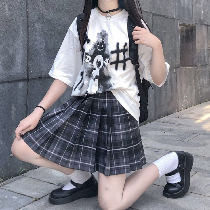 Women Pleated Skirts Mini Plaid Skirt Summer