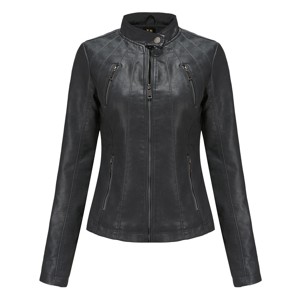 Leather Jackets for Women Spring Female Coat Moto Biker Zipper Jacket Chaqueta Cuero Mujer