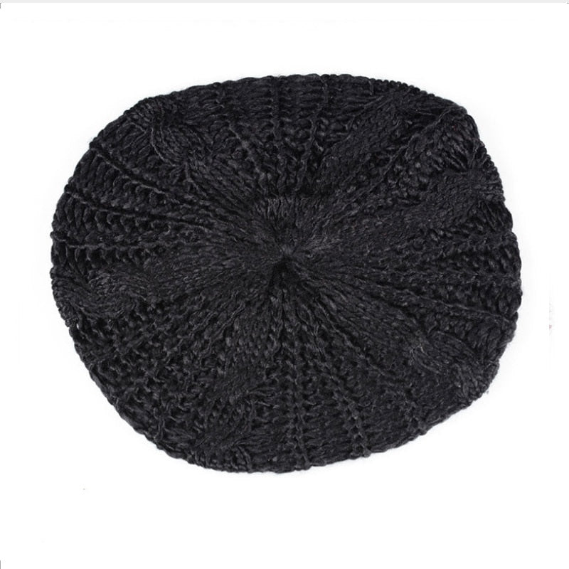 Women Lady Beret Braided Baggy Knit Crochet Beanie Hat Ski Cap Winter Warm Cap
