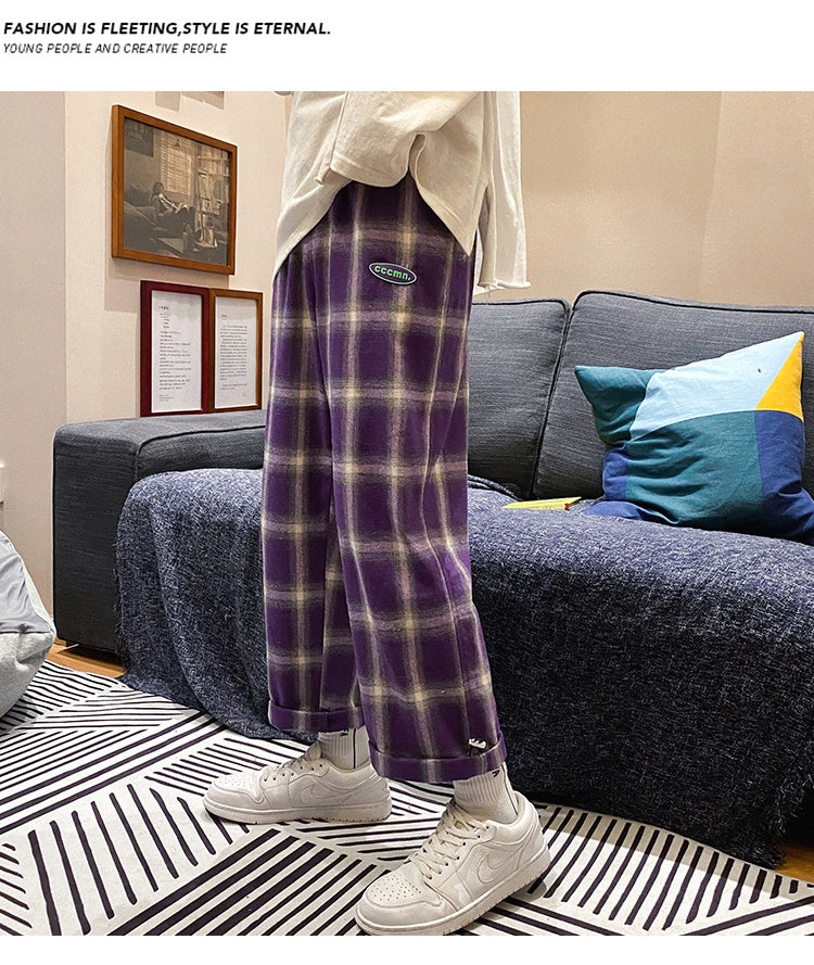 Men's Clothing Checkered Pants Style Checked Trousers