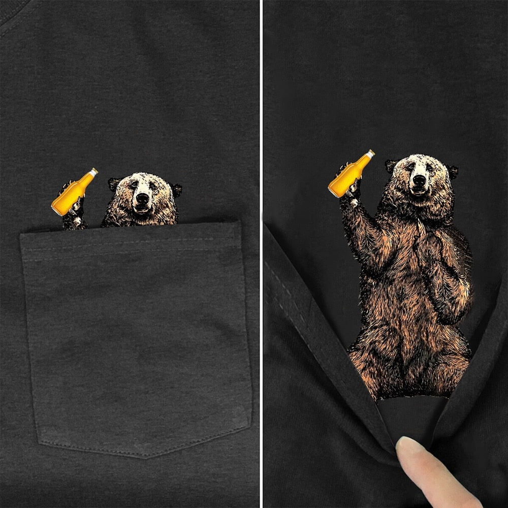 Funny T-Shirt Fashion summer pocket dog printed t-shirt Men Women