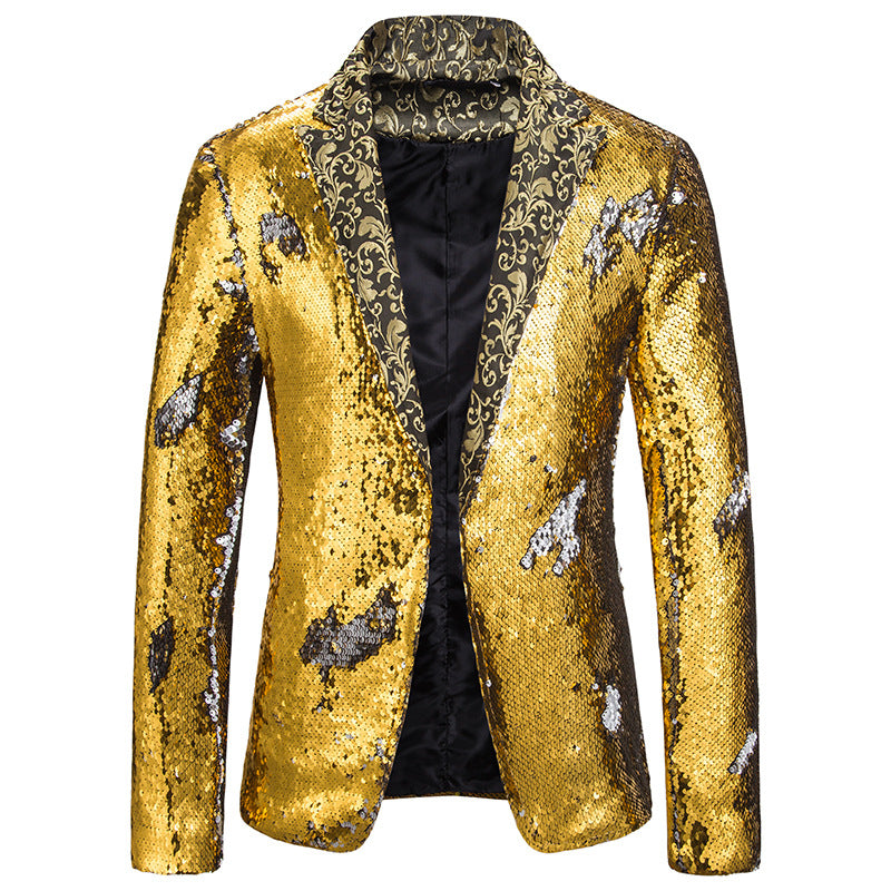 Shiny Red Sequin Shawl Collar Tuxedo Suit Blazer Men Wedding Groom Singer Prom Glitter Suit Jacket DJ