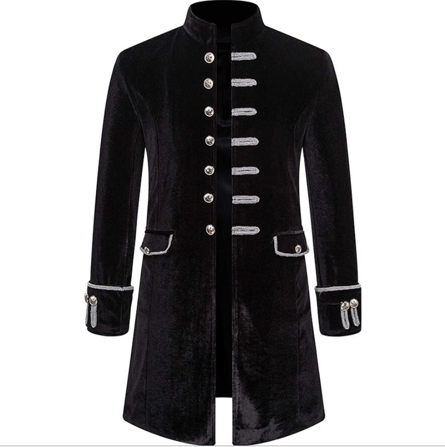 Noble Vintage Men's Jacket Medieval Cosplay Velet Prince Coat Retro Wedding Blazer