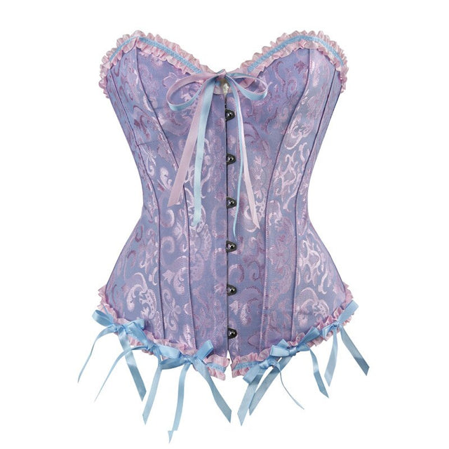 Overbust Corset Vintage bustiera and corsets lace up floral lingerie tops brocade victorian
