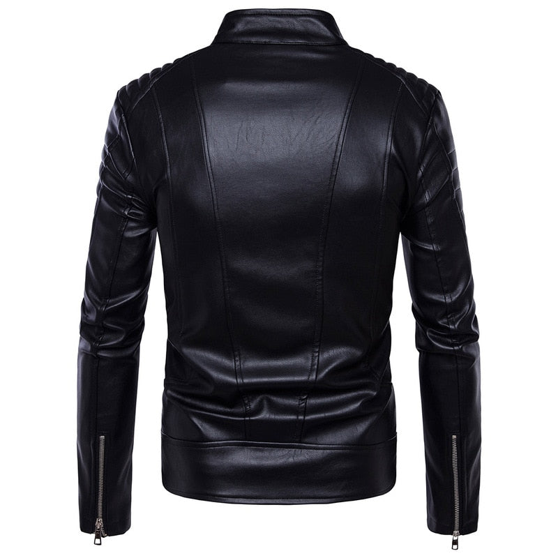 Men's Bomber Jackets Fashion Men Faux Leather Coat Zipper Motor Jacket Motorcycle Bikers