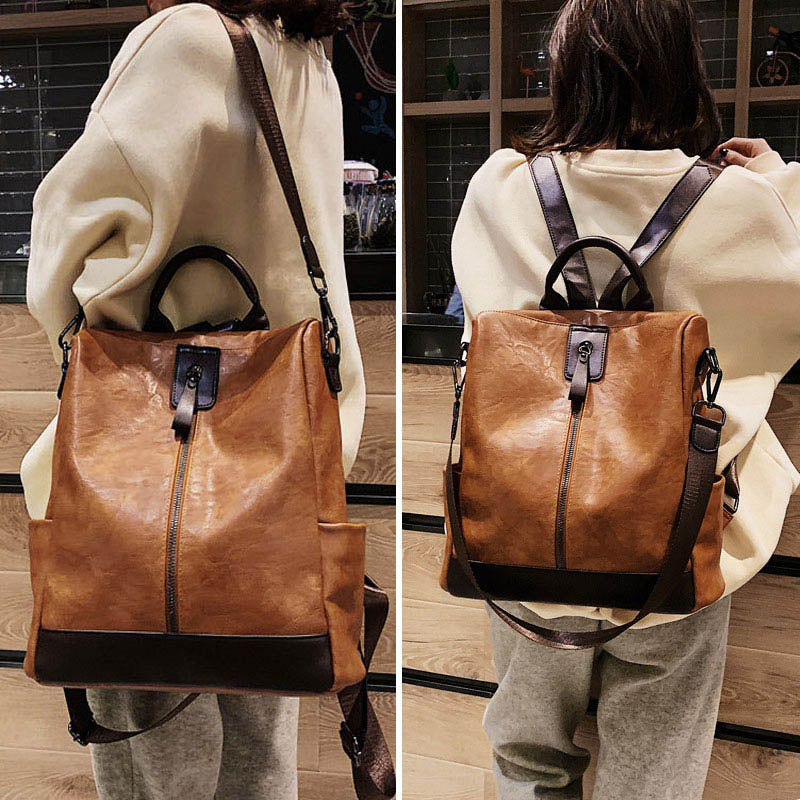 Fashion Women Leather Backpack Multifunction BackpackBookbag Anti Theft Travel Bag