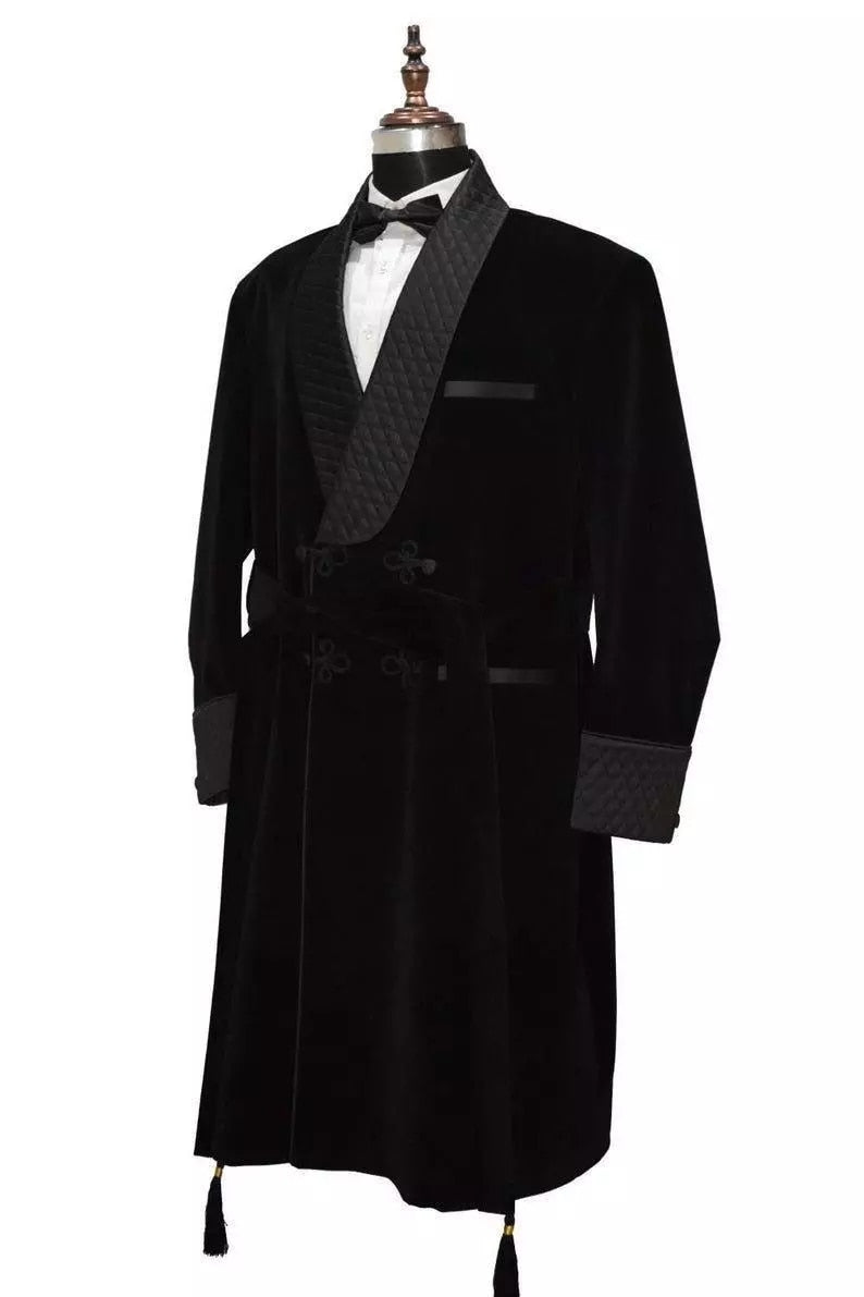 Burgundy Velvet Long Smoking Jackets Black Shawl Lapel Formal Tuxedos Loose Vintage Retro Party Prom Suit Blazer