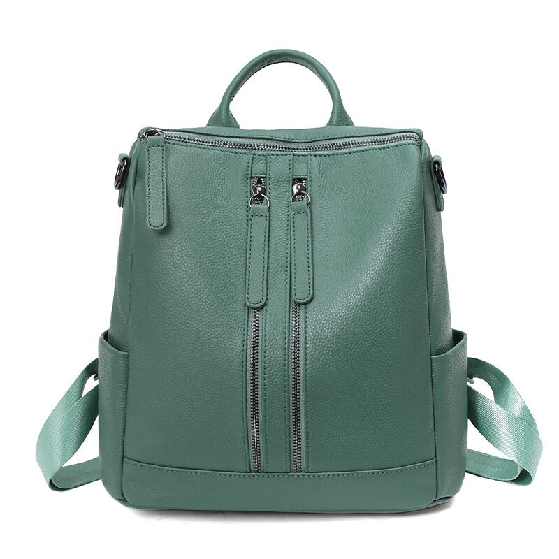 Fashion Genuine Cow Leather Backpack Women Shoulder Bags Large Capacity Schoolbag
