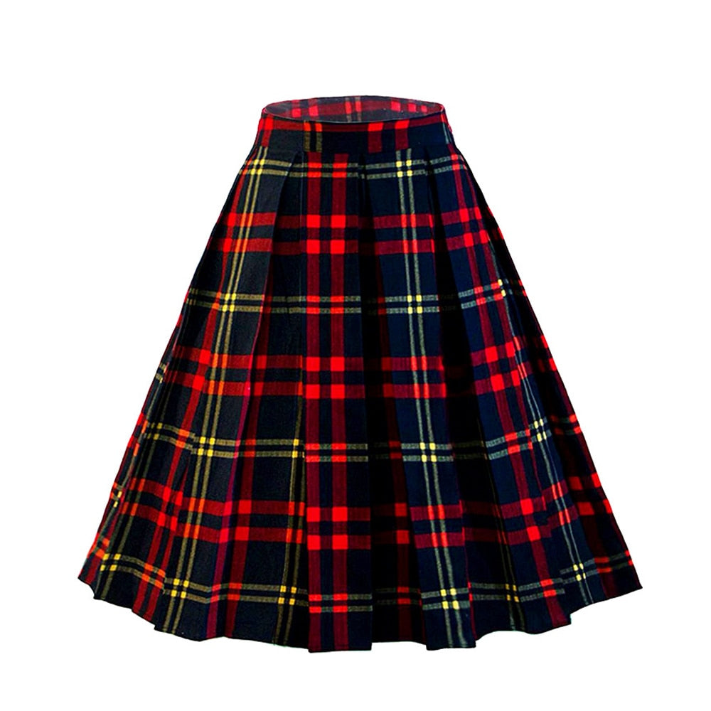 Summer Plaid Skirt with Pockets High Waist Cotton Vintage Retro harajuku Skirts Womens 2022 falda