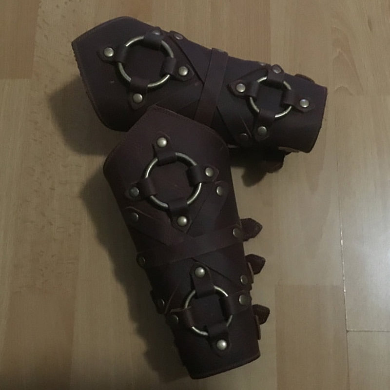 Medieval Steampunk Leather Armor Arm Warmers Viking Knight