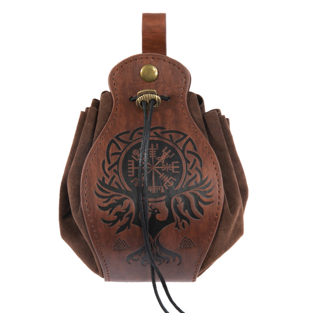 Medieval Vintage Money Pouch Bag Waist Ring Belt Men Women Viking Leather Drawstring Bag Coin Purse