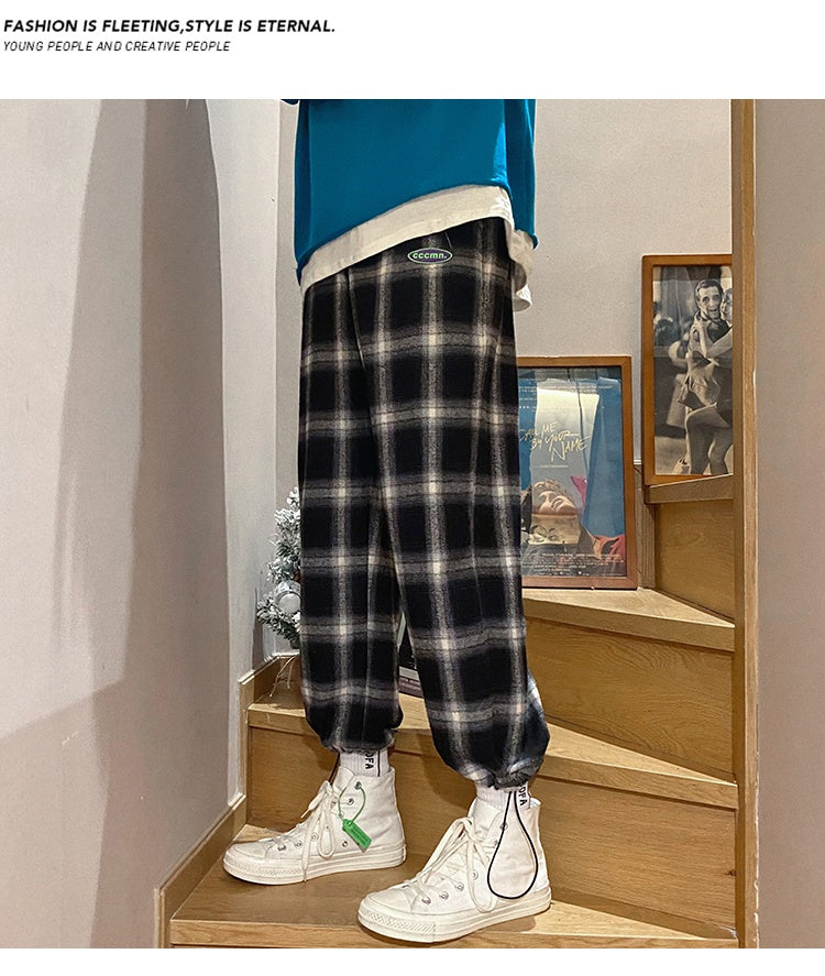 Men's Clothing Checkered Pants Style Checked Trousers