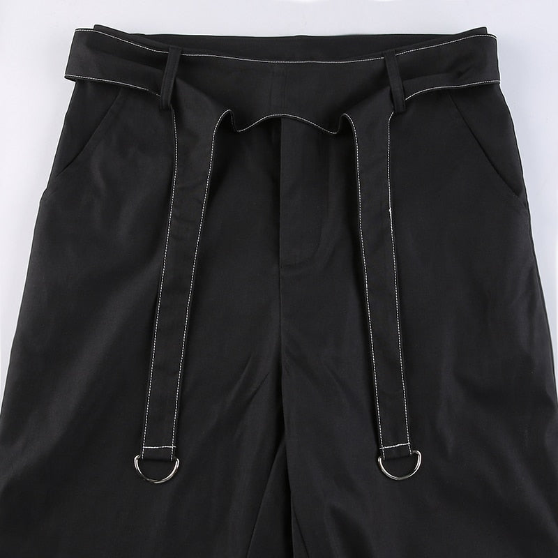 Cross Bandage Straight Pants Techwear Gothic  Trousers E Girl Hip Hop Pants Dark
