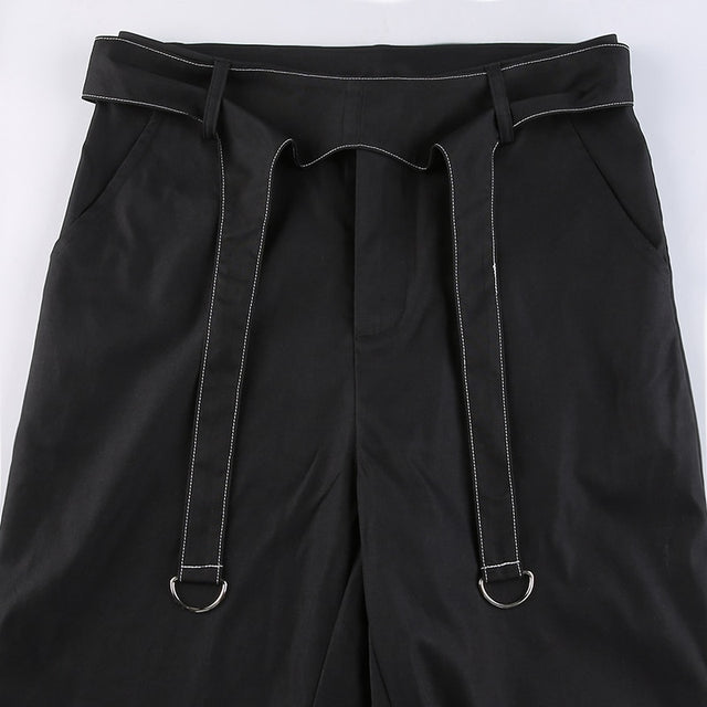 Cross Bandage Straight Pants Techwear Gothic  Trousers E Girl Hip Hop Pants Dark